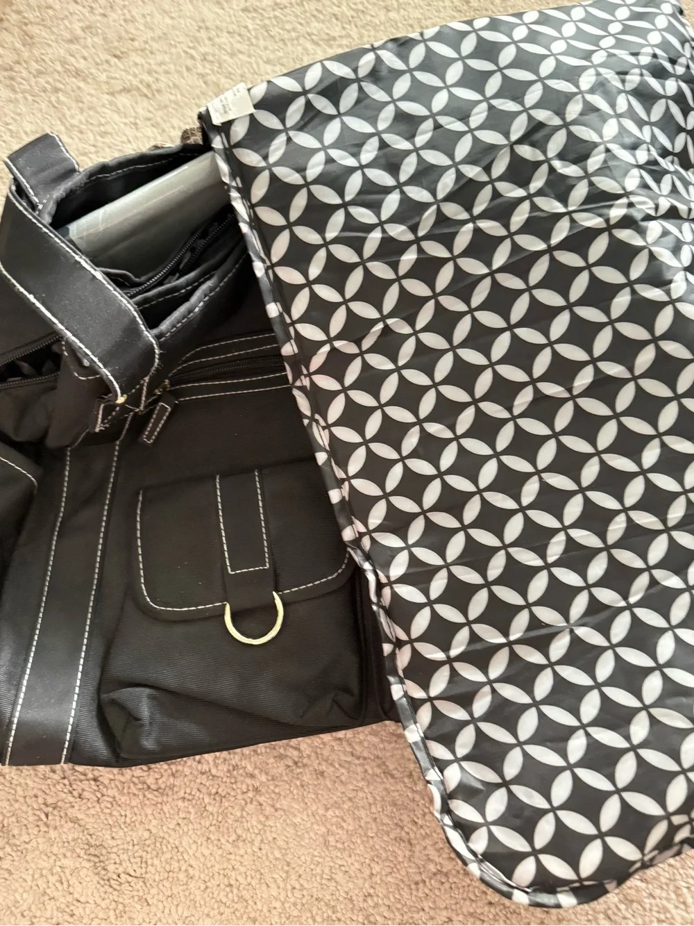 black Baby Boom multi-pocket tote diaper bag